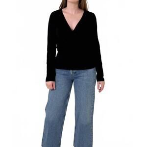 NEW BOBI front knot long sleeve tee in black